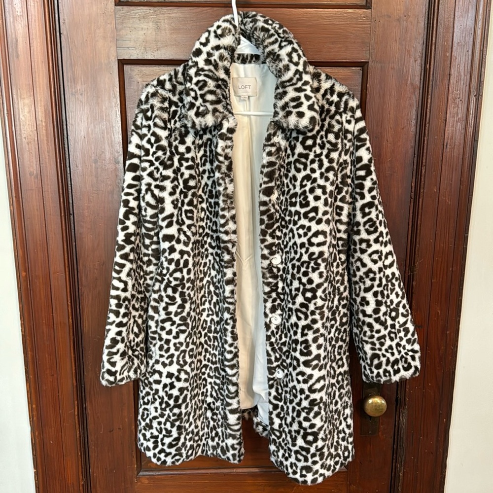 LOFT Faux Fur Jacket in Leopard Print